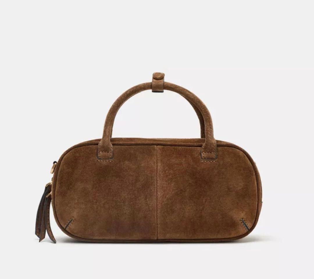 未使用　ZARA スプリッドスウェードミニボストンバッグ