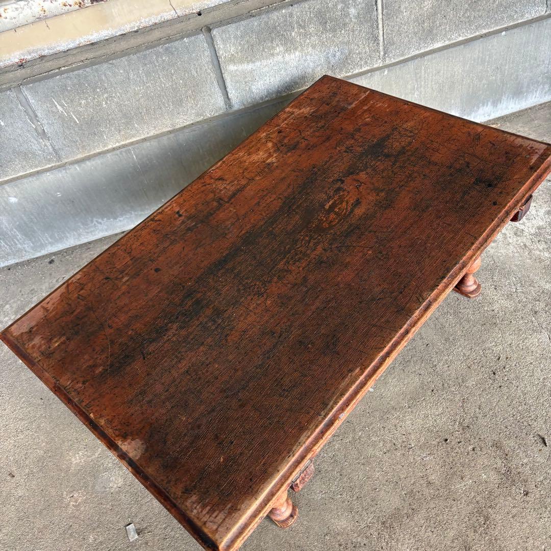 C4 昭和レトロ 古家具 無垢材 文机 木製座卓 引き出し付き ちゃぶ台 お経台