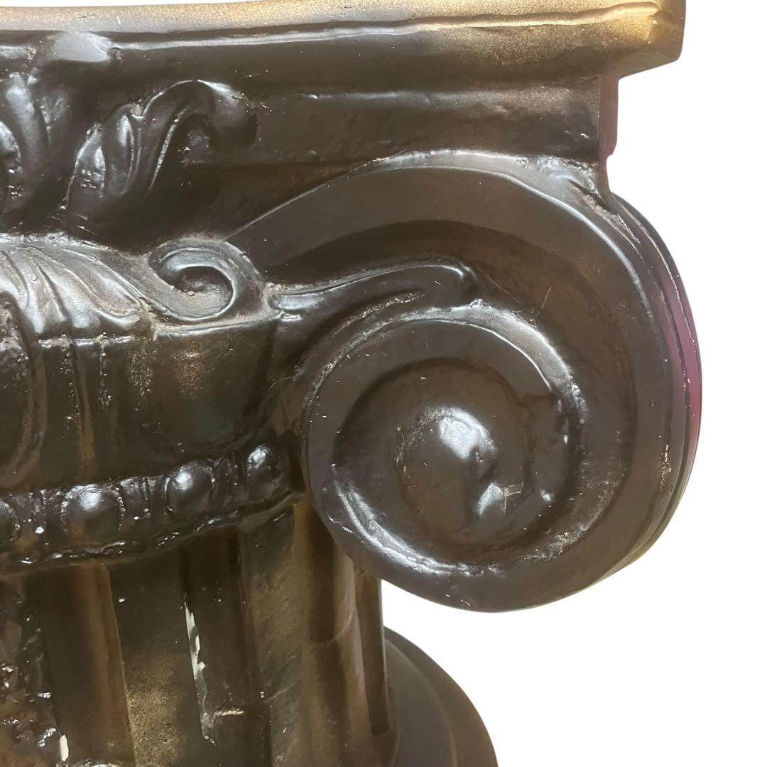 古代イオニア式 ガラス天板テーブル 特徴的な柱デザイン ロココ調　アンティーク