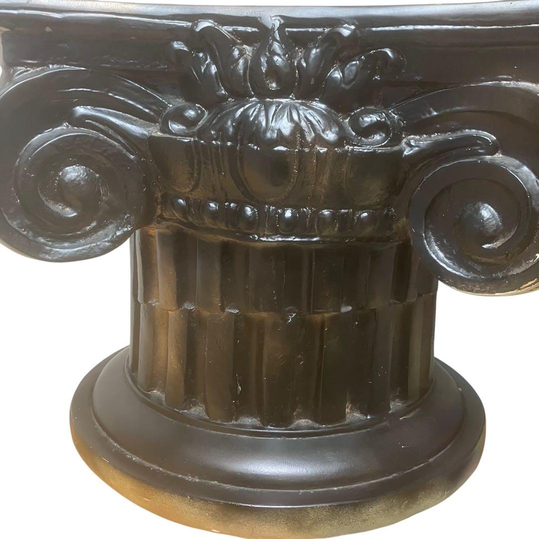 古代イオニア式 ガラス天板テーブル 特徴的な柱デザイン ロココ調　アンティーク