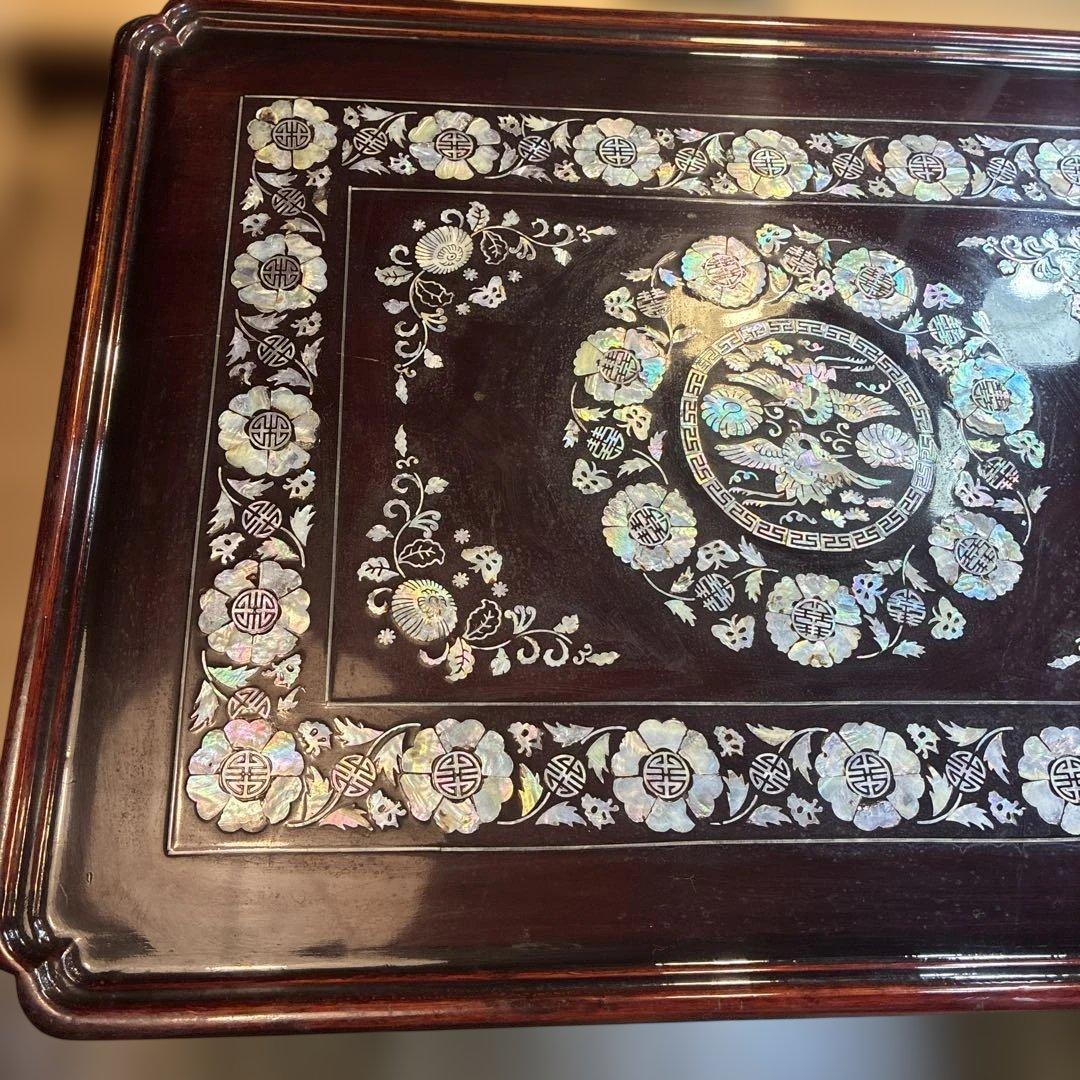 希少　折り畳み式 螺鈿細工 ローテーブル 和家具 伝統工芸　送料込