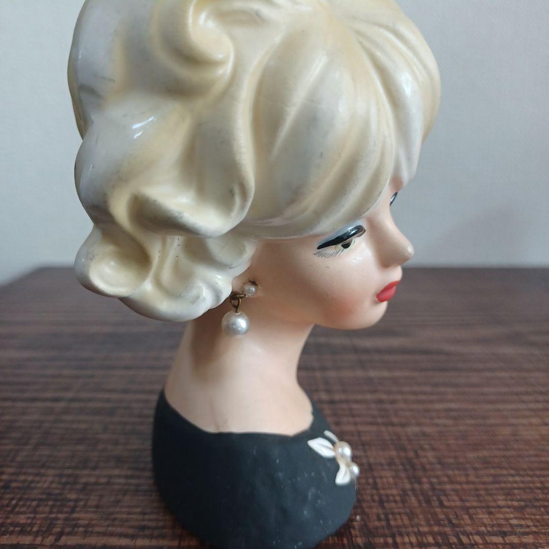 ビンテージ レディヘッドベース 陶器製置物花瓶　3点セット（全高約110㎜）