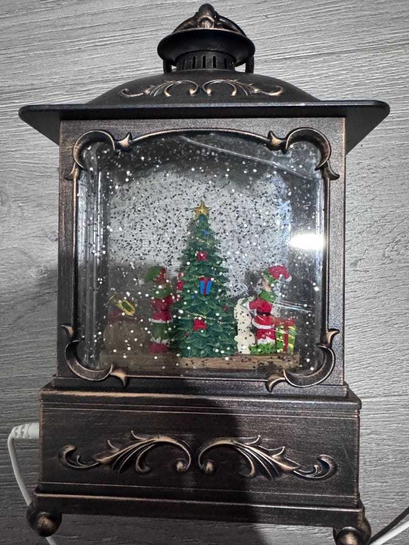 アンティーク　レア　クリスマス ランタン型オルゴール 雪エフェクト付き