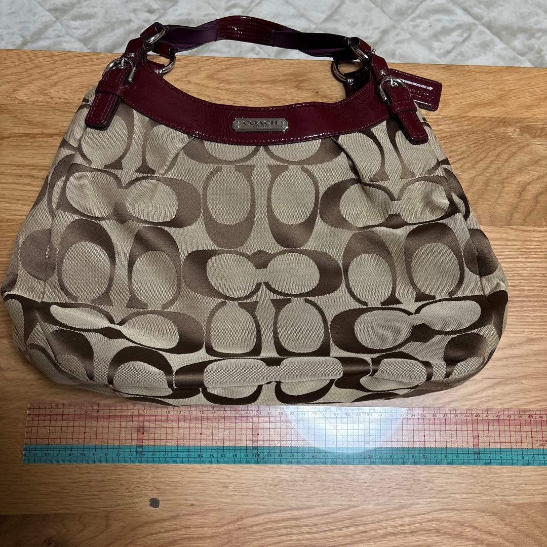 COACH ショルダーバッグ ベージュ/バーガンディ