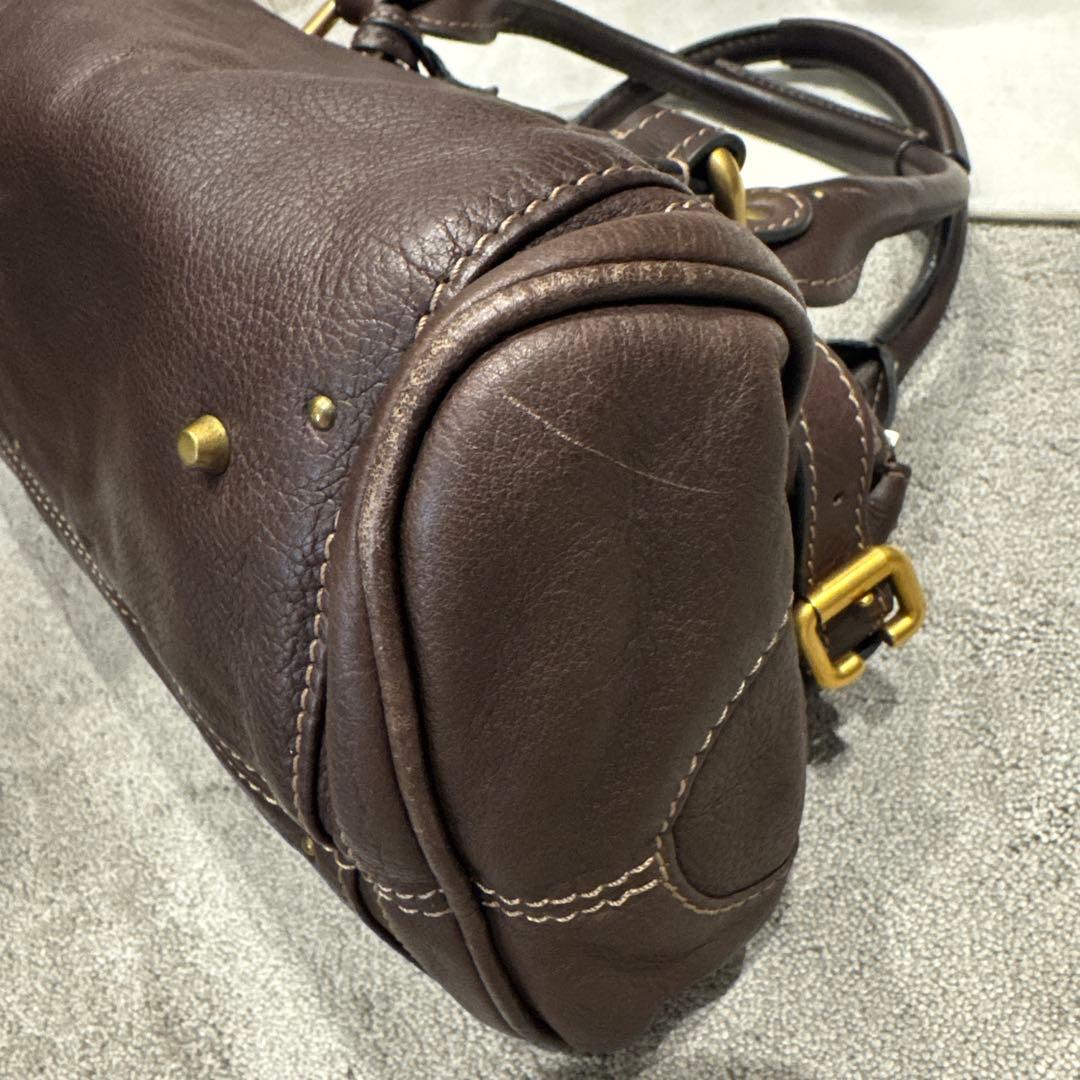 クロエ　パディントン　ブラウンレザー ハンドバッグ 金属ロック付き　南京錠付き