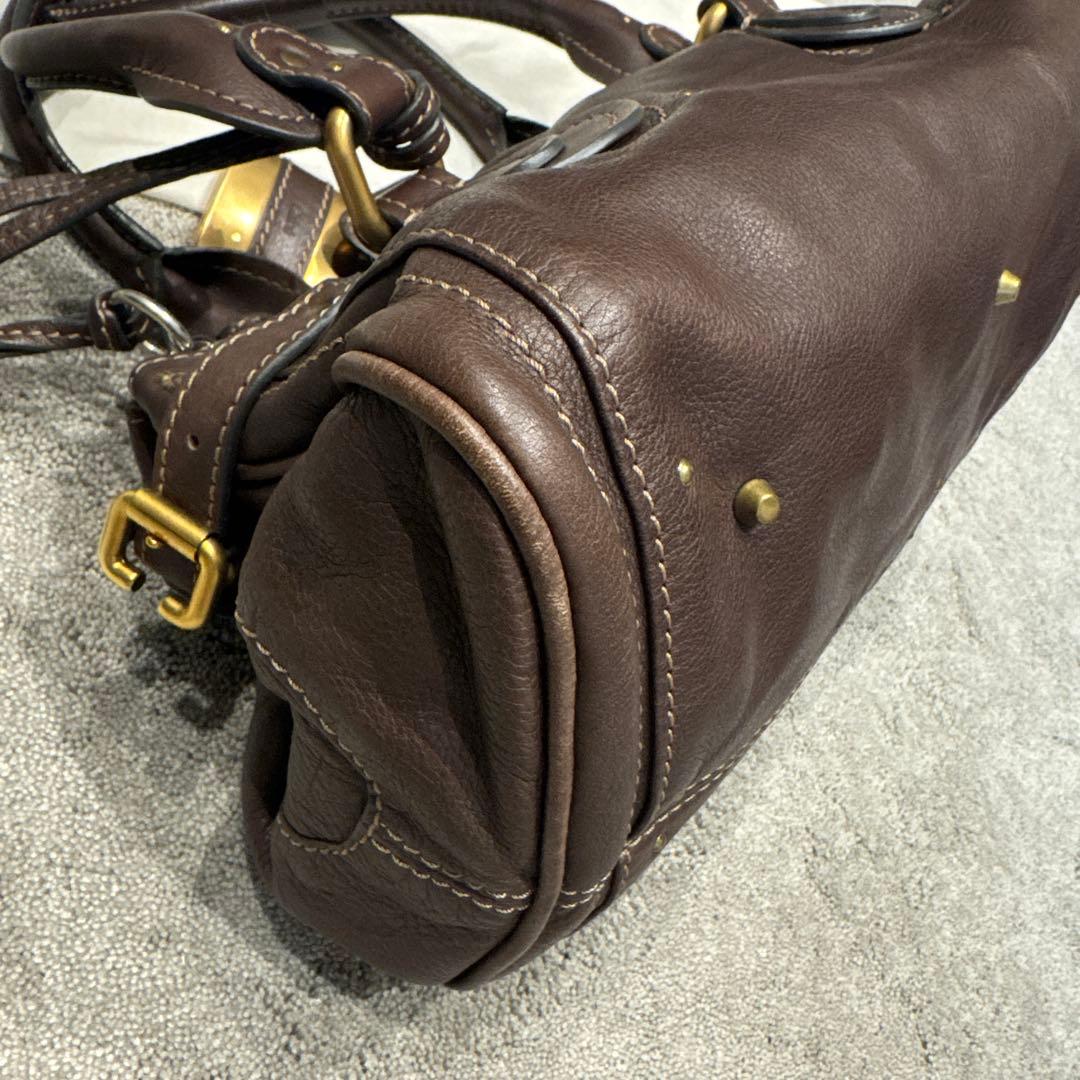 クロエ　パディントン　ブラウンレザー ハンドバッグ 金属ロック付き　南京錠付き