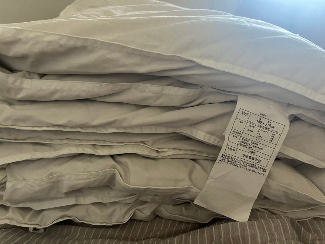 無印　MUJI 掛け布団　シングル　掛けふとん　グレー羽毛　無印良品　羽毛