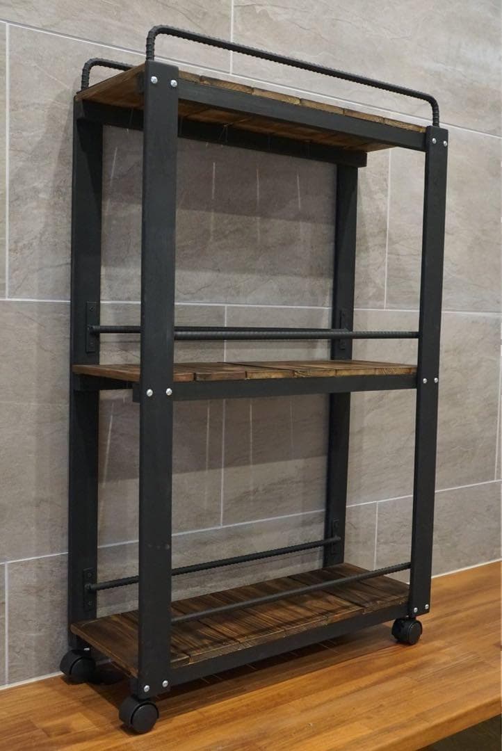 ウイスキーラック　サイドバーワゴンタイプ　男前インテリア　111