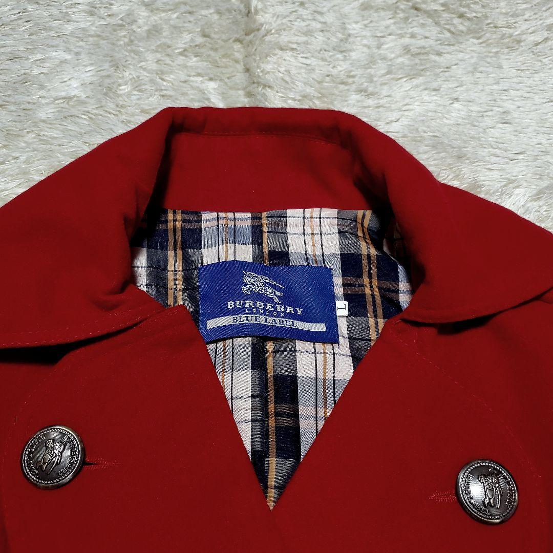 美品✨バーバリーブルーレーベル　ピーコート　銀ボタン　ノバチェック　Sam様