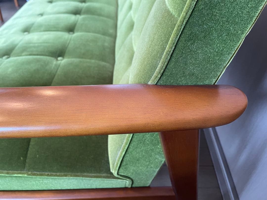 カリモク60Kチェア　2シーター　ソファ　モケットグリーン