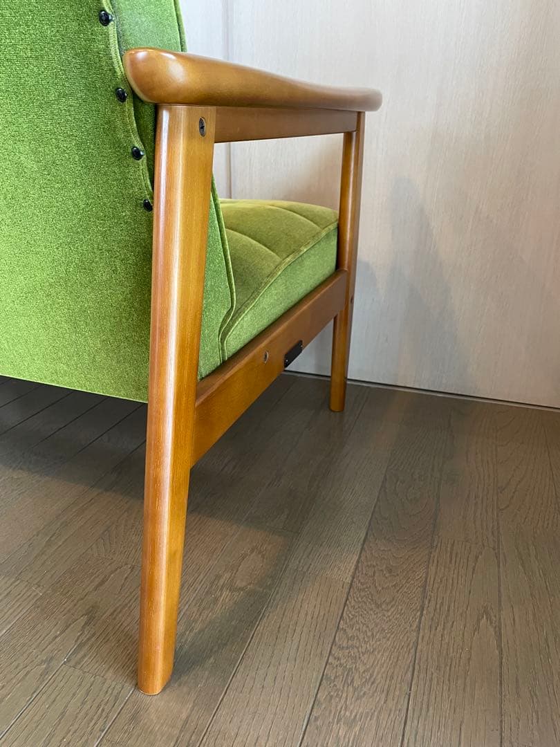 カリモク60Kチェア　2シーター　ソファ　モケットグリーン