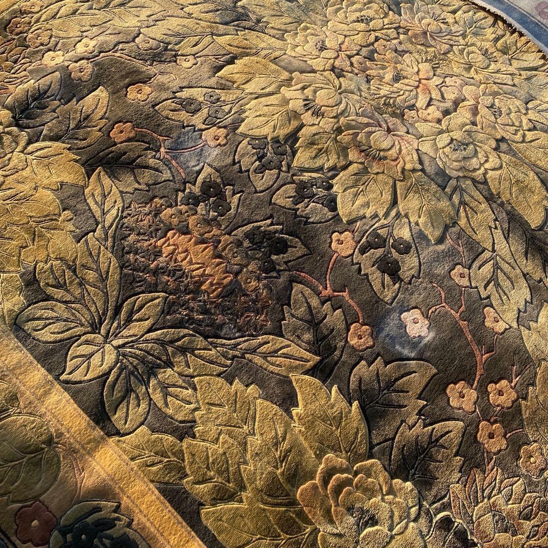 【シルク段通】 大判 カーペット ラグ アンティーク　レトロ