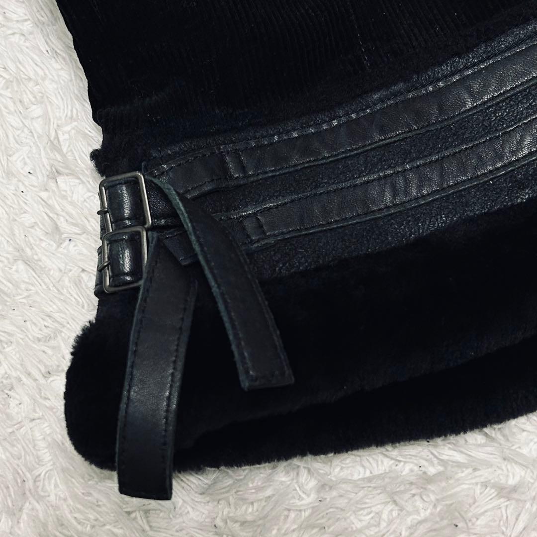 美品 EPOCA ブラックデニム レザー ジャケット ライダース 切替 ボア