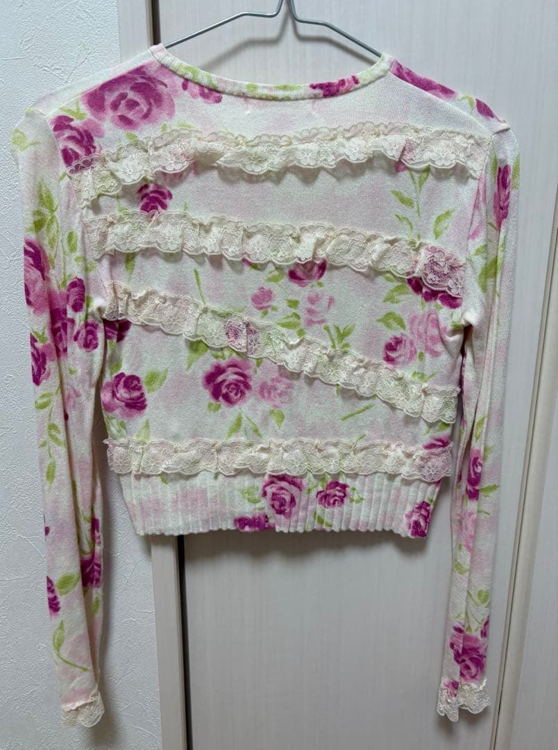 【か】　ジーザスディアマンテ　カーディガン　ぼかし薔薇柄ピンク