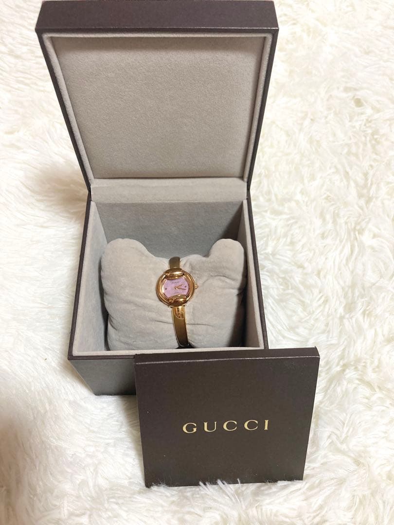 【説明書 箱付き】GUCCI 1400L ゴールド ピンクシェル GG柄