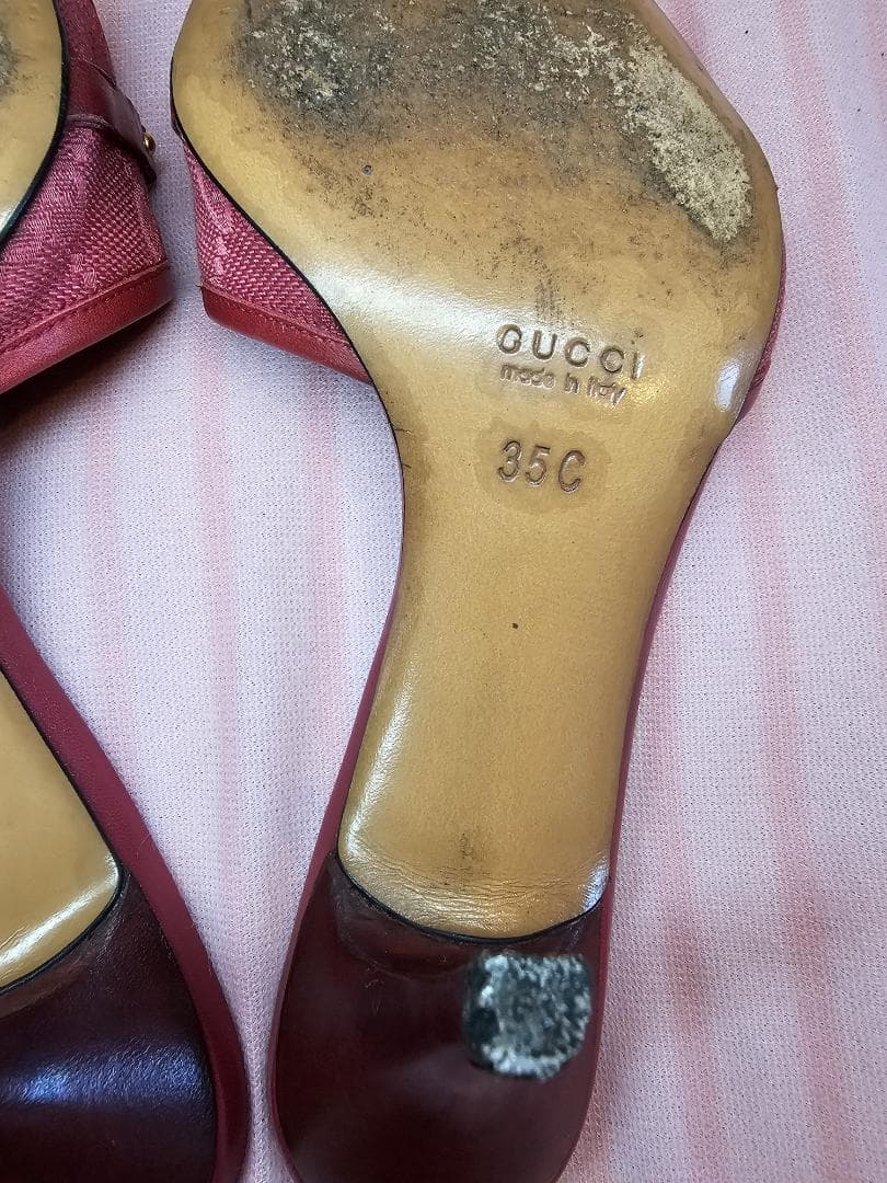 ヴィンテージ グッチ ラズベリー モノグラム キャンバス ホースビット