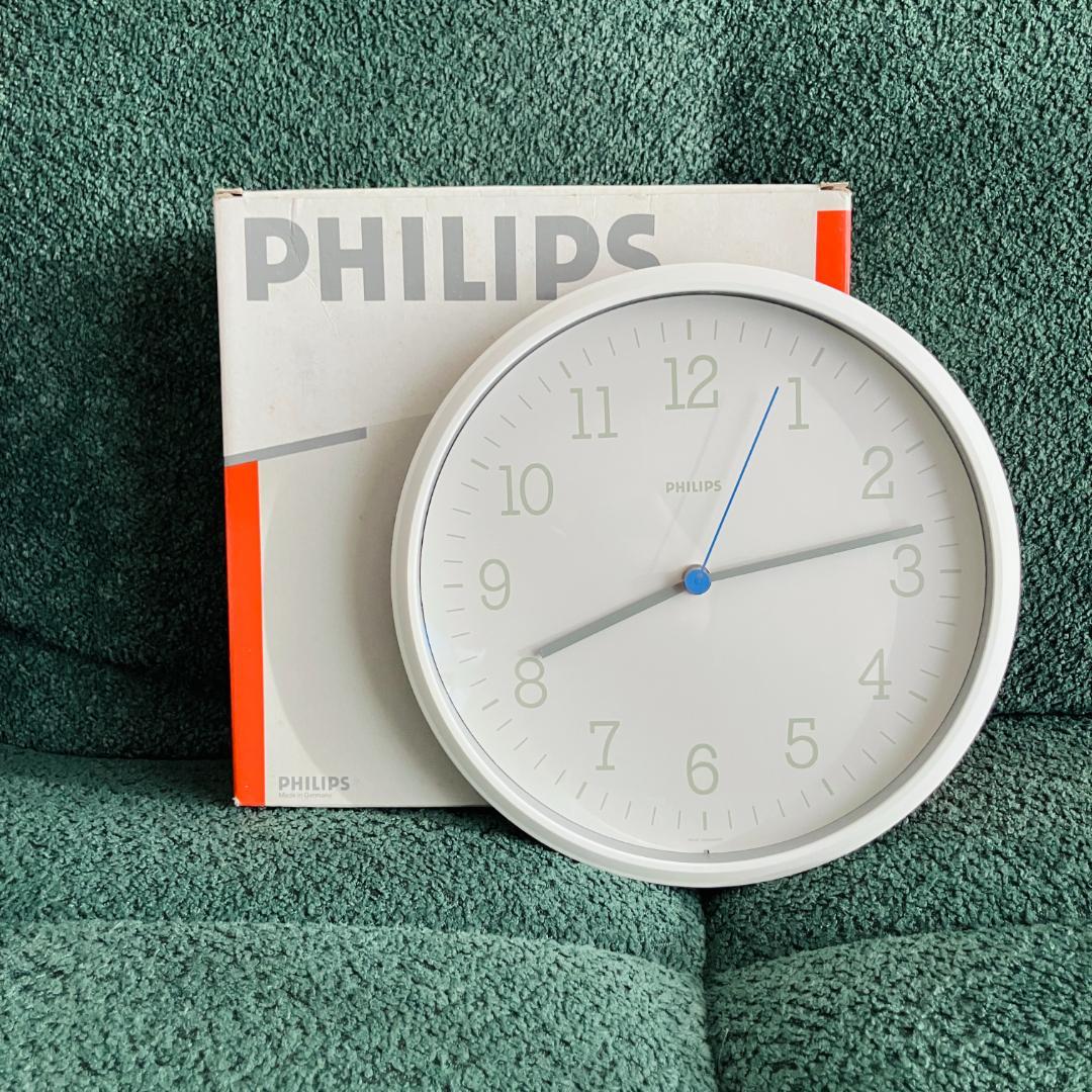 ラスト1点／外箱付き 80S 西ドイツ製 PHILIPS 掛け時計 ミニマリズム