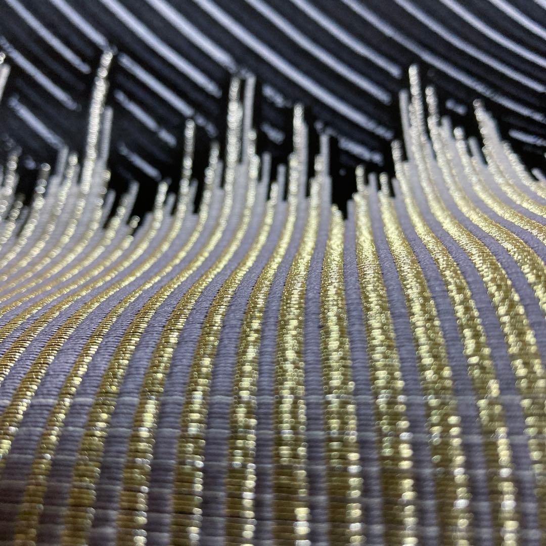 専用ページ　正絹　六通袋帯【抽象模様　斜めライン　黒】