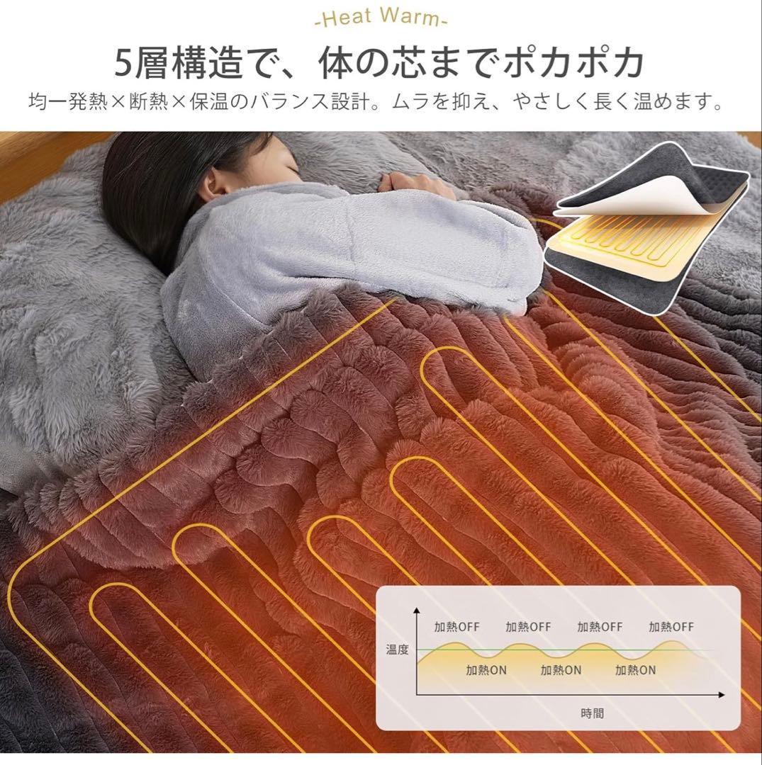 2個セット電気毛布 ふわとろ ラビットファー調 掛け敷き兼用 190×130cm
