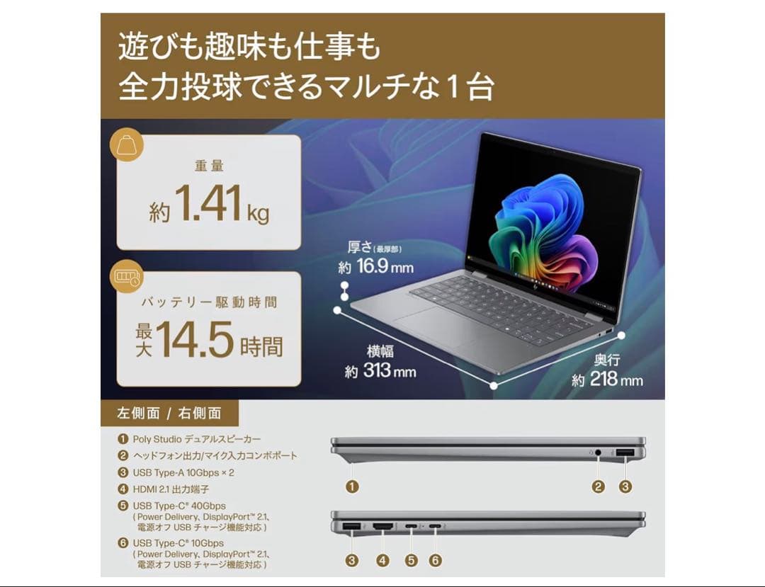 HP OmniBook X Flip 14-fk 14インチノートPC