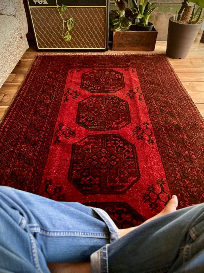 トライバルラグ　ヴィンテージラグ　トルクメン　エルサリ　プリミティブアート　美品