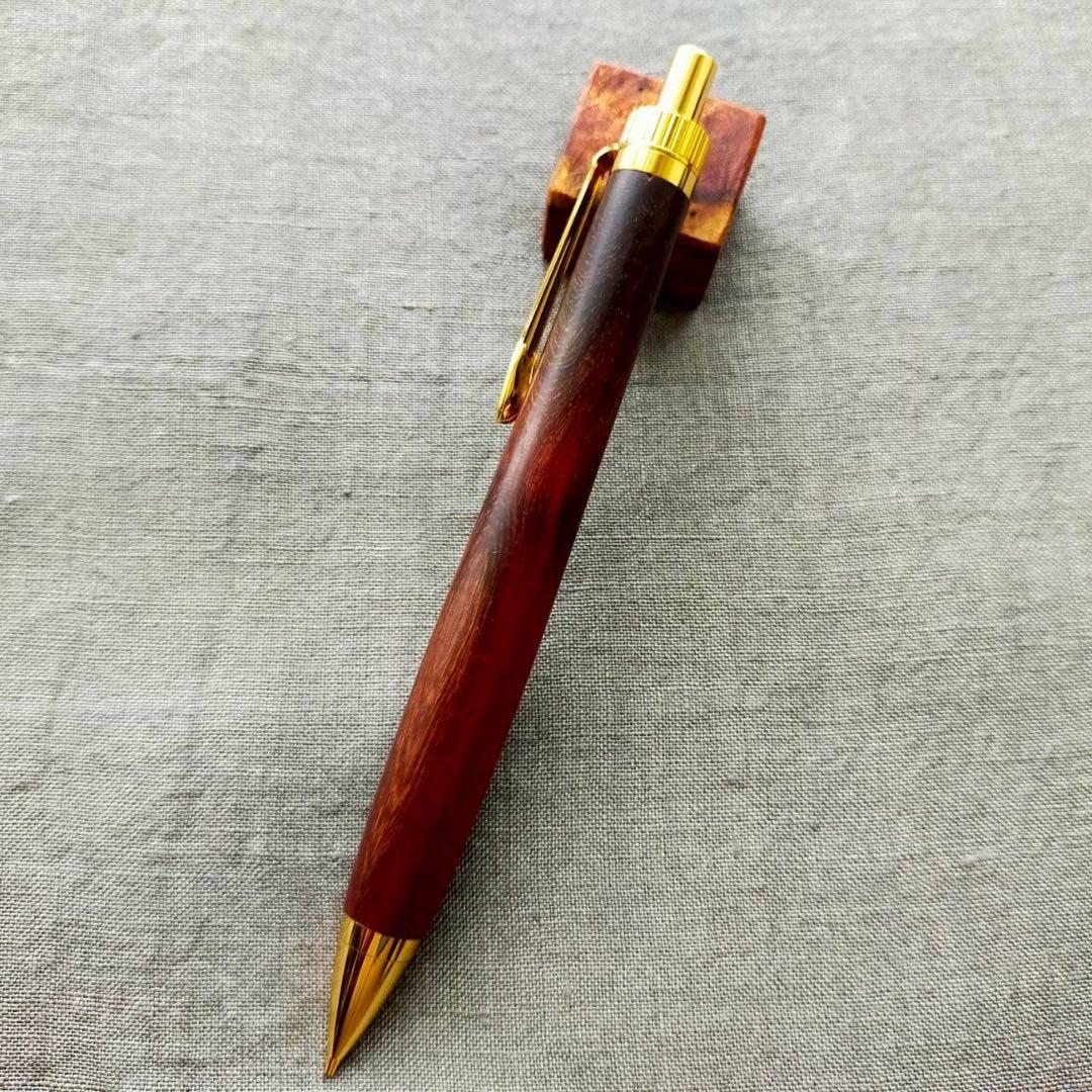 サイアミーズローズウッド　糸縮杢　ハンドメイド　木軸シャープペン　0.5mm