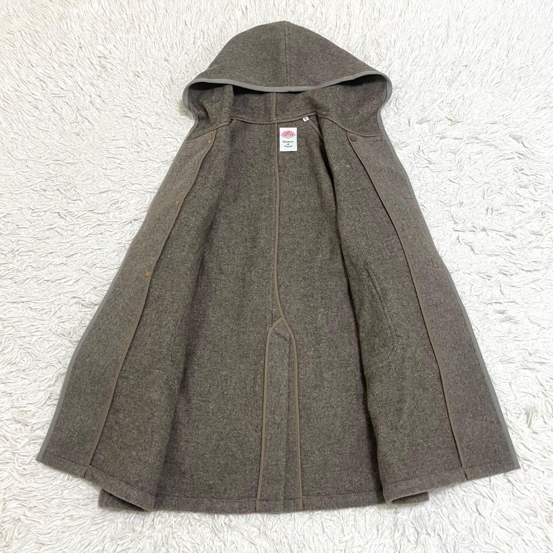 美品 DANTON ダントン ウールモッサ ウールフードコート くるみボタン