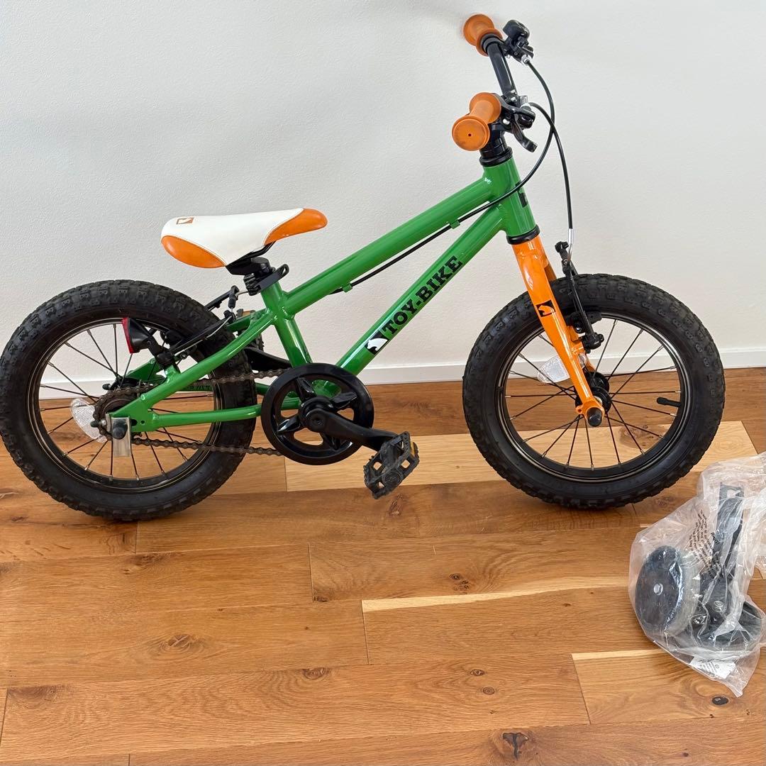 ヨツバサイクル×TOY-BIKE　キャロットグリーン 14インチ 引取り限定