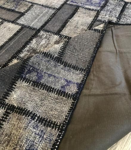 トルコ ヴィンテージラグ A57 超大判 レア グレー ブルー パッチワークラグ