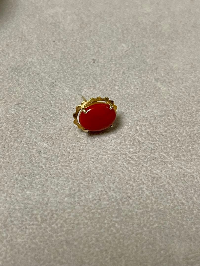 K14 ゴールド 地中海珊瑚 コーラル 14金 ピンブローチ CORAL