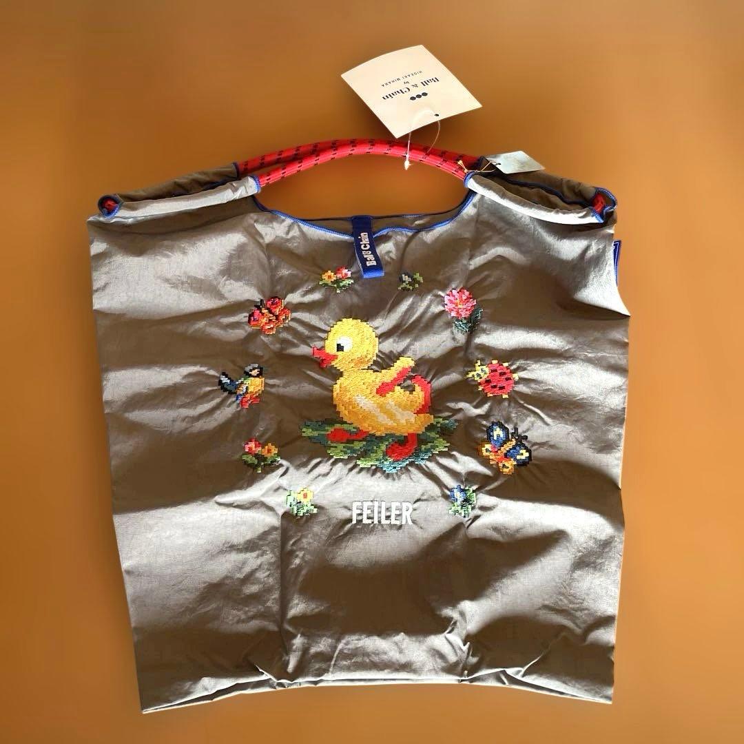 FEILER アヒル刺繍 エコバッグ グレーM