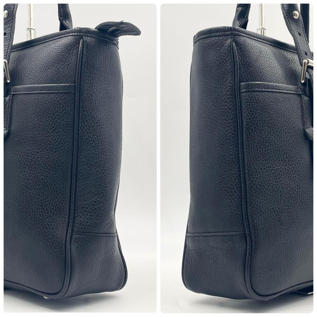 【美品】バーバリー ビジネストートバッグ 最高級シボ革 肩掛けA4 ノバチェック