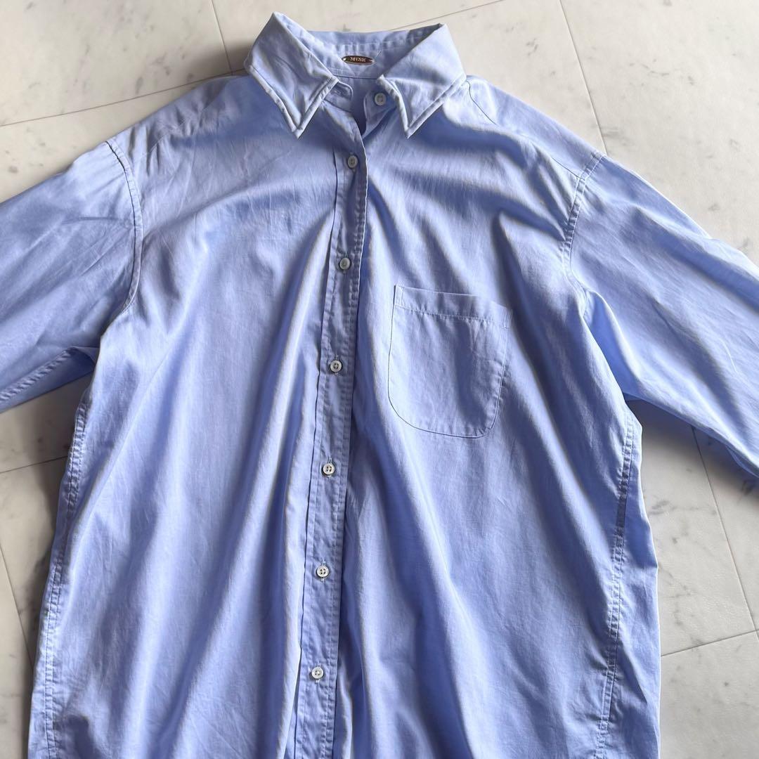 美品 ミューズ ドゥズィーエムクラス ワイヤー襟 オーバーサイズシャツ◆ブルー
