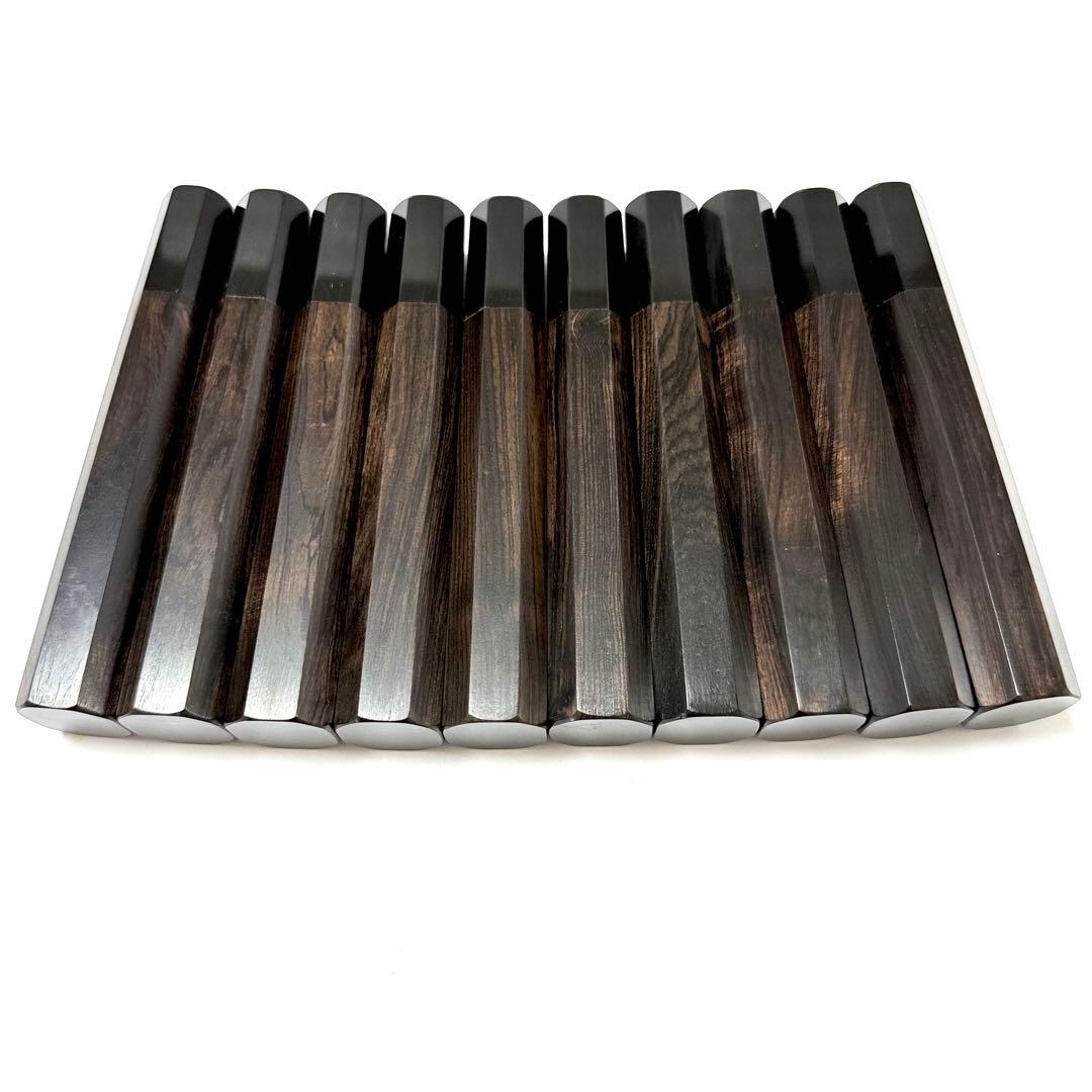 10本セット 黒水牛角 薄刃7寸 黒檀八角柄 薄刃210 手作り 包丁の柄