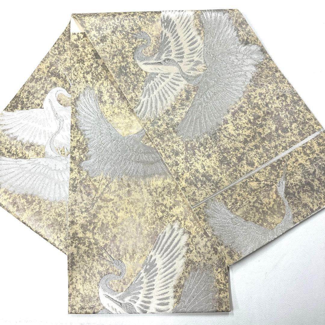 専用帯5124 ●河合美術織物謹製 高級 正絹 六通 袋帯 鶴