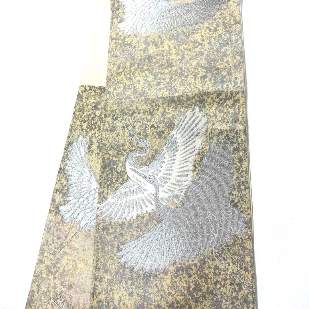 専用帯5124 ●河合美術織物謹製 高級 正絹 六通 袋帯 鶴