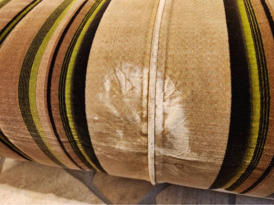 昭和レトロ　アンティーク ストライプ3pソファ モケット　ファブリック