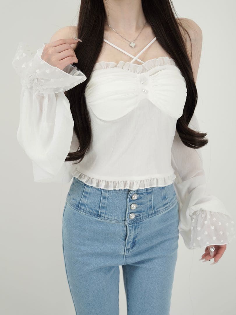 Lumignon ♥ Mellow Heart Tulle Top 【ホワイト】