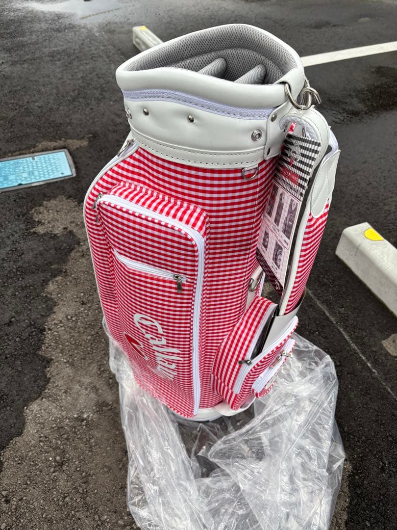 Callaway キャディバッグ レディース 赤と白のチェック柄