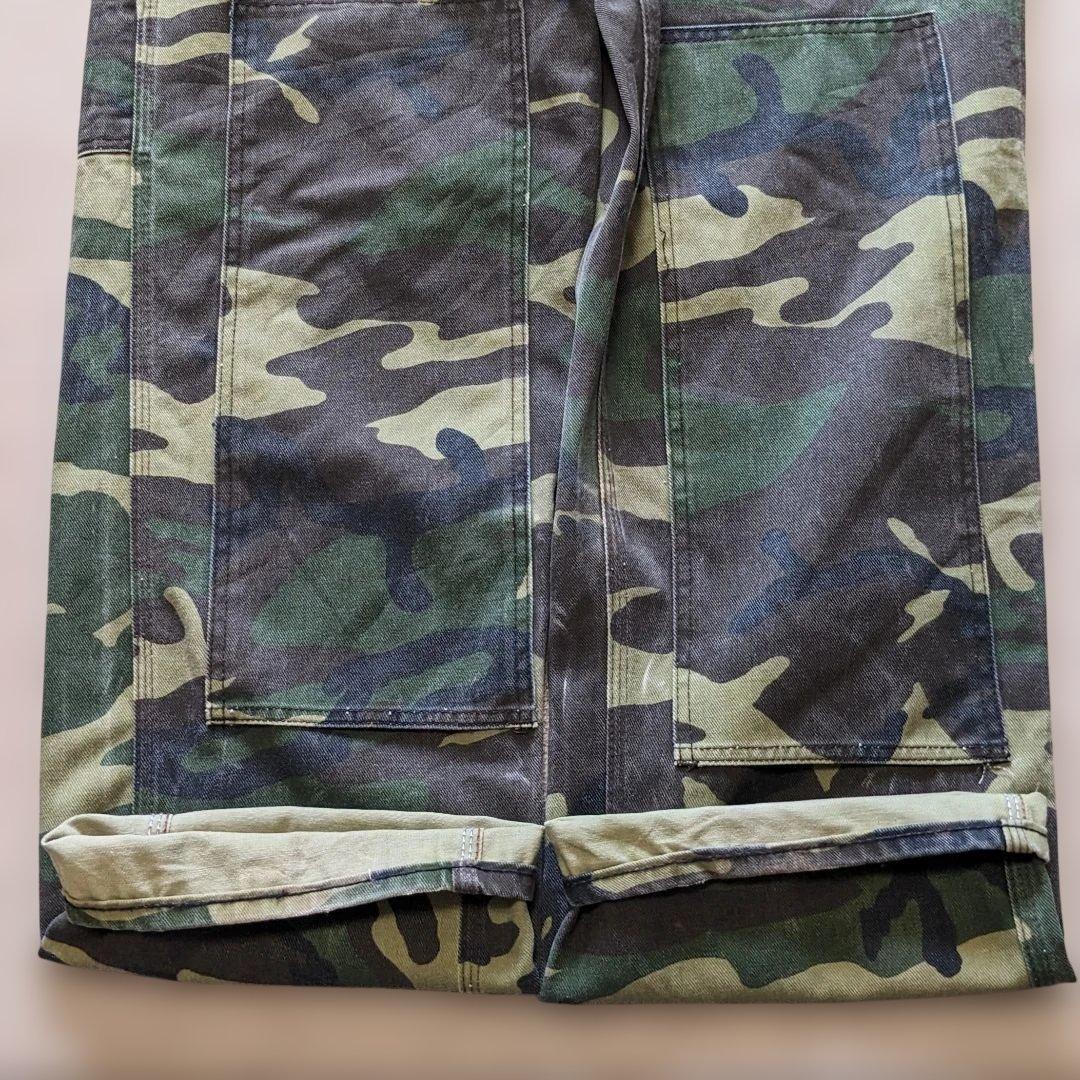 90s Liberty usa製 オーバーオール 迷彩 ダブルニー W38 古着