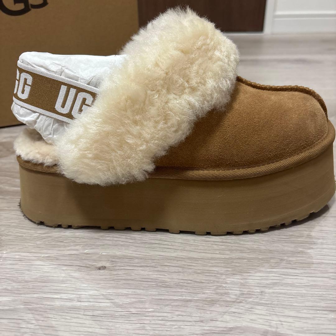 ugg ファンケット 24cm 厚底ムートン スリッポン チェスナット ブラウン