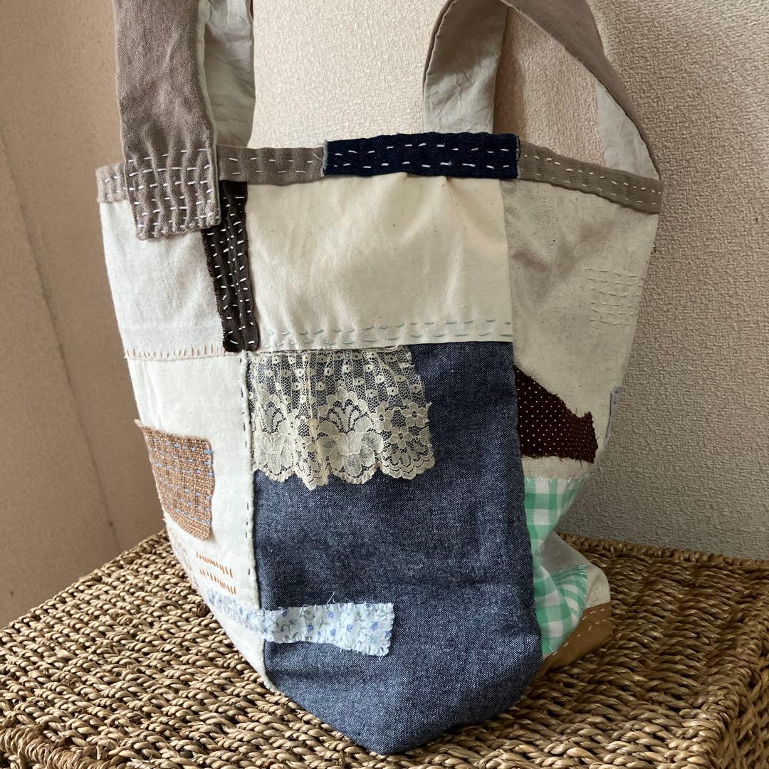 ハンドメイド　ちくちく∴手縫い＊バック　 刺し子　パッチワーク