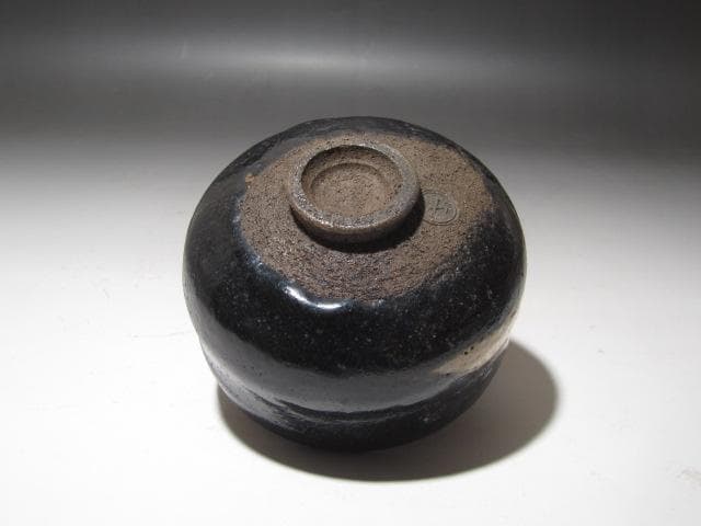 ★楽吉左衛門九代　了入　黒茶碗　富士の画　裏千家　十三代　円能斎の花押★x633