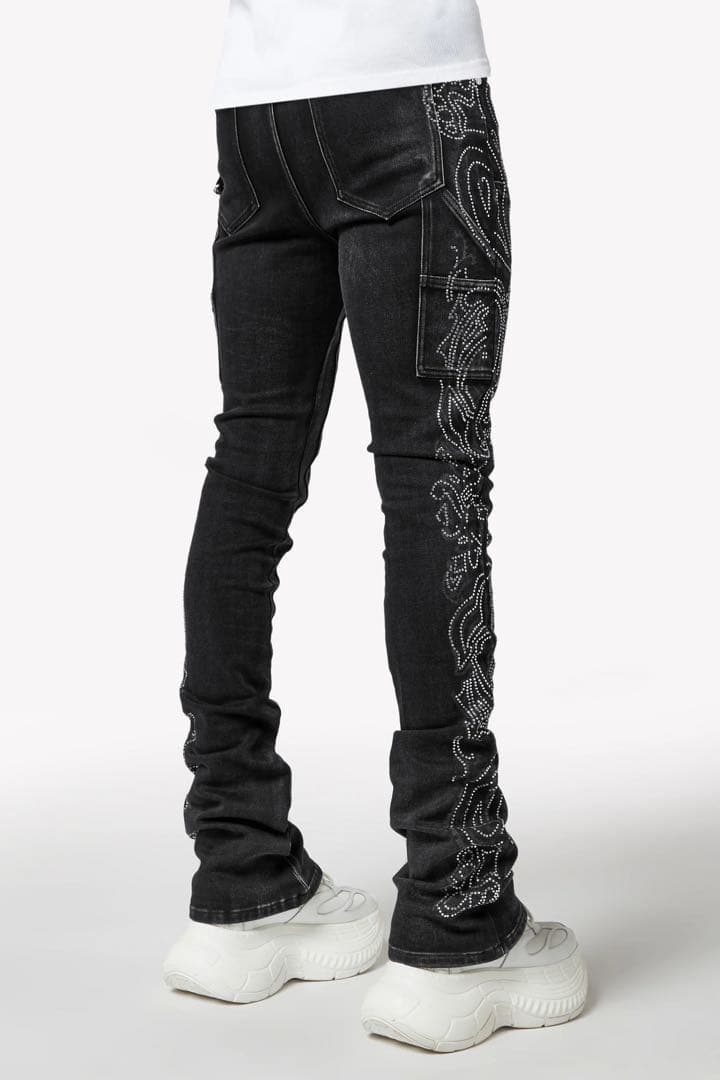 パンツ GUAPI VINTAGE BLACK PAISLEY DENIM SIZE30