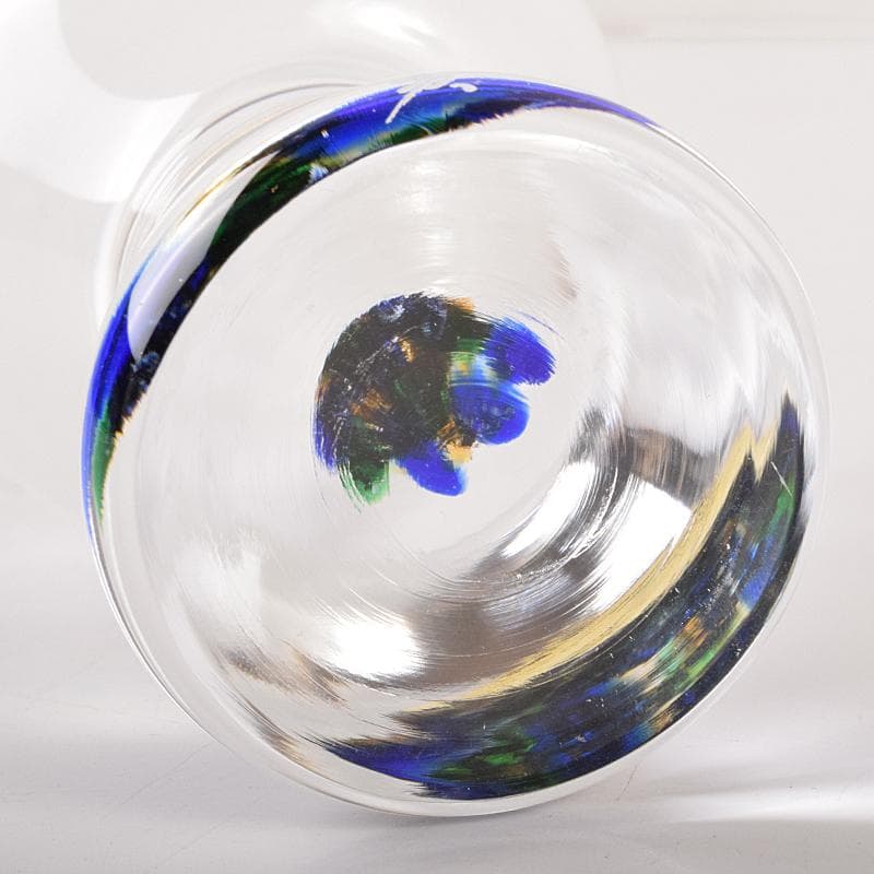 ガラス作家　小林貢作　宙吹硝子　ワイン杯　共箱　C　R7834