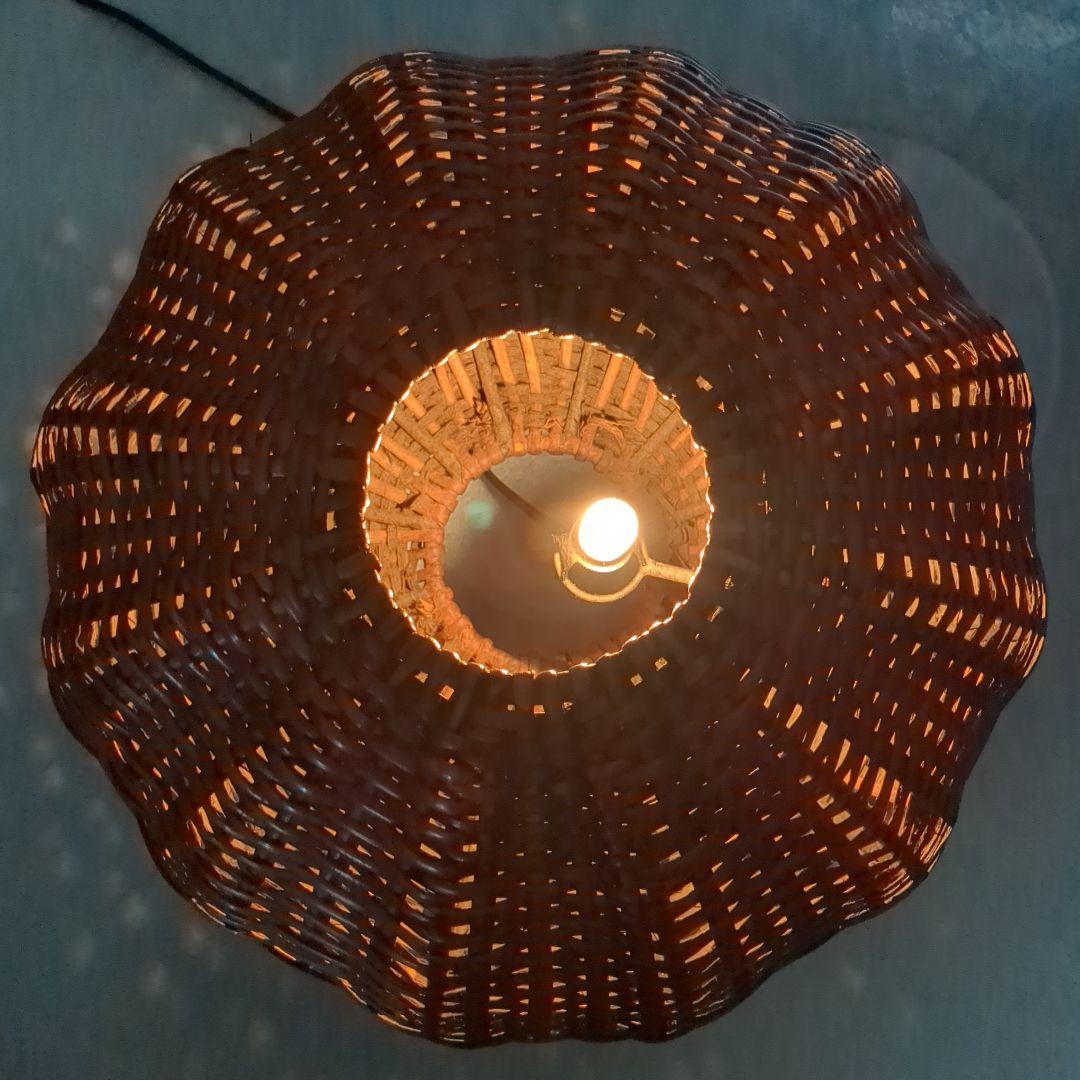 籐製　丸型　ライト　レトロ