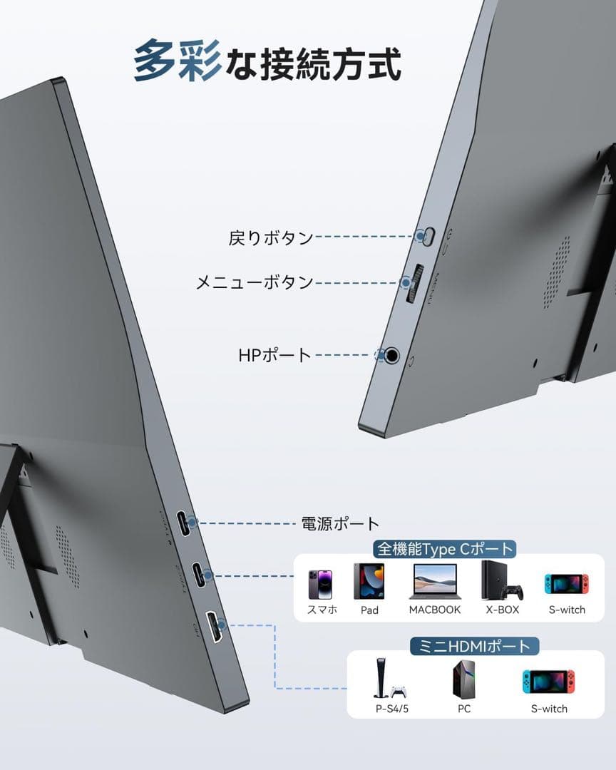 モバイルモニター 15.6インチ 自立型 薄型 軽量 リモートワーク 在宅勤務