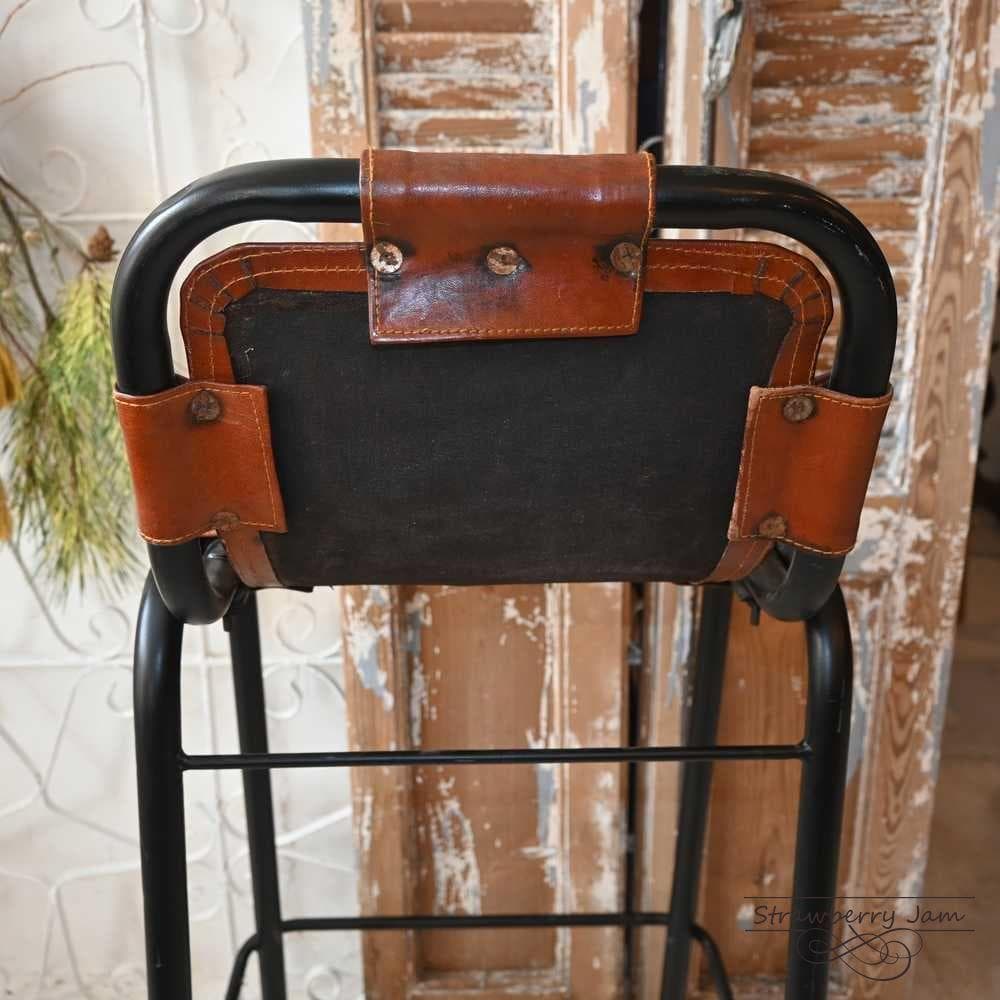 L3710-74-1 英国ヴィンテージ レザー ハイチェア カウンターチェア