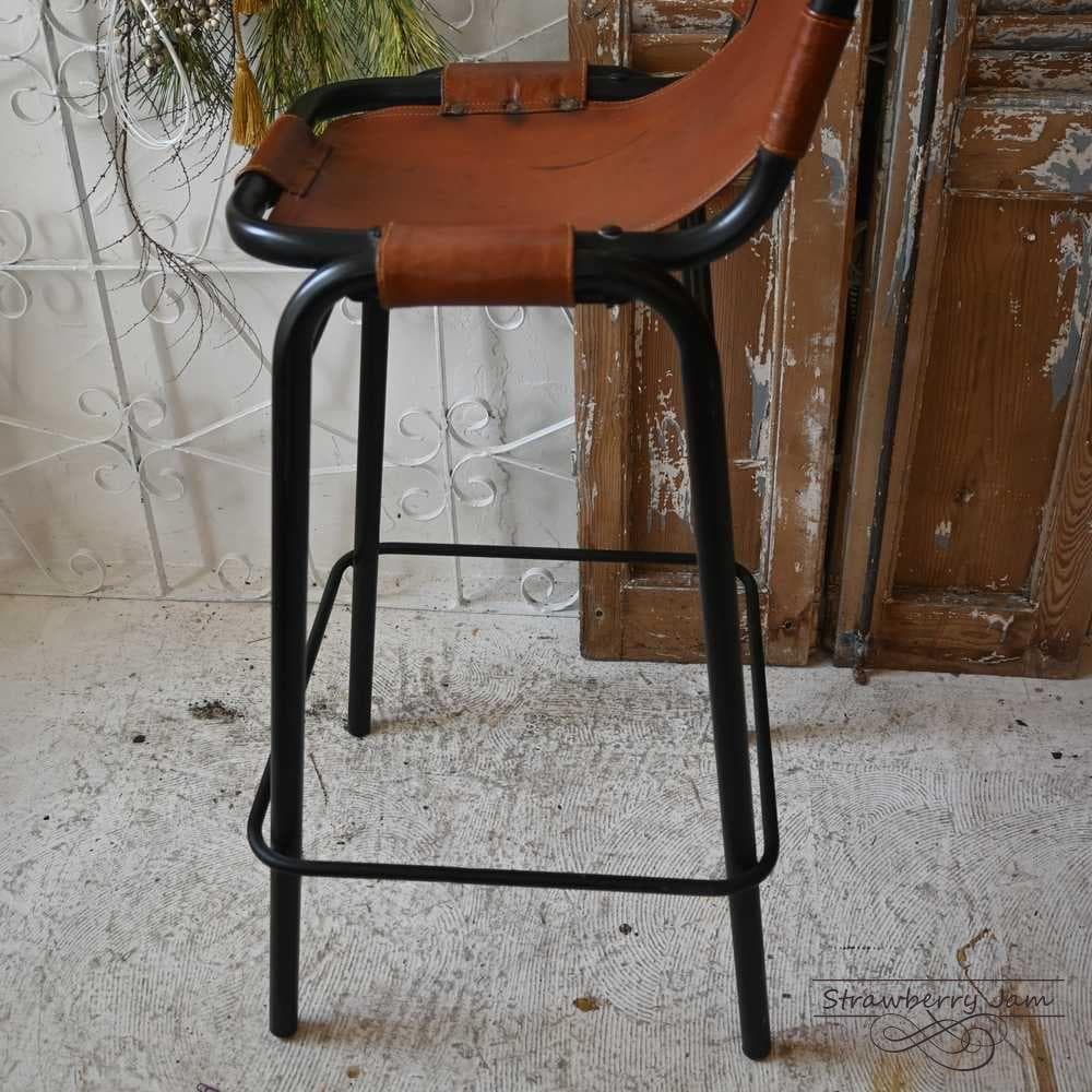 L3710-74-1 英国ヴィンテージ レザー ハイチェア カウンターチェア