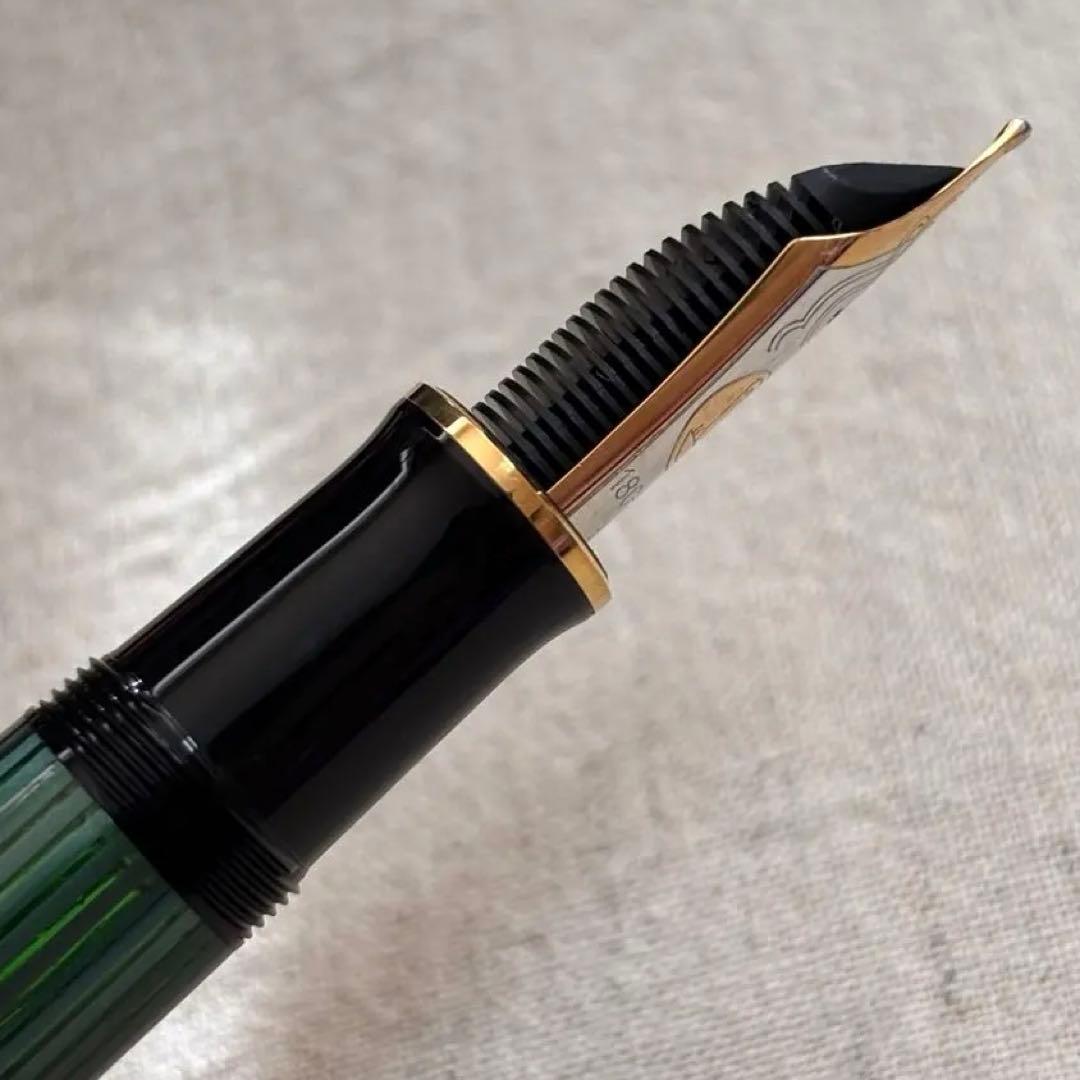 旧型緑縞ペリカンM1000万年筆3Bペン先pf刻印入り pelikan